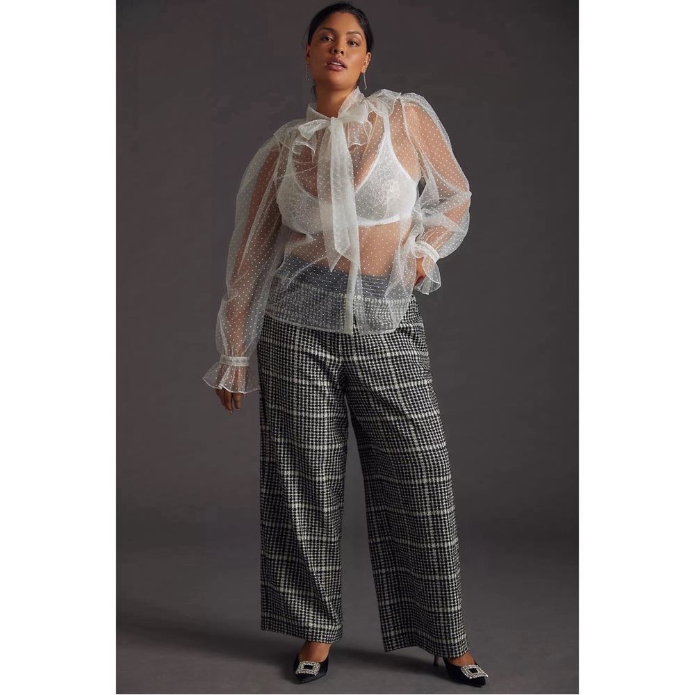 Anthropologie Dolan Sheer Tie-Neck Blouse NWT Size Small - Picture 7 of 15